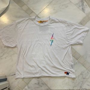 Aviator nation boyfriend tee. Small Ombré lighting bolt in corner